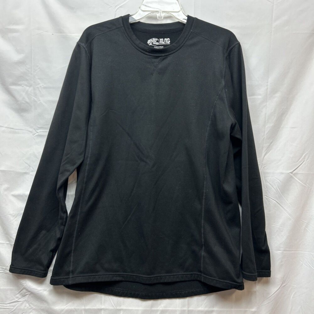 Bass Pro Shop Mens XL T Long Sleeve Performance Shirt Black Grey Flatlock Stitch